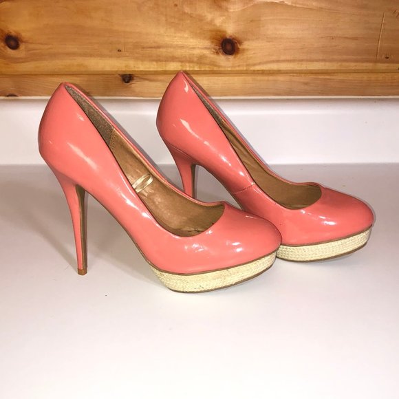 Dots Coral Pumps with Twine Platform - Picture 1 of 3